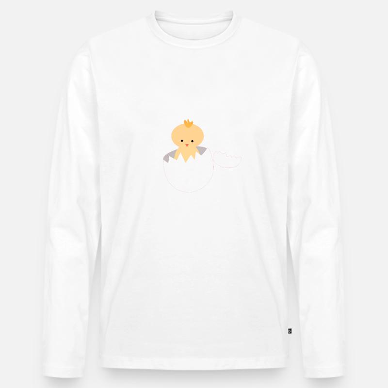 Küken - Männer Premium Bio Langarmshirt - Weiß