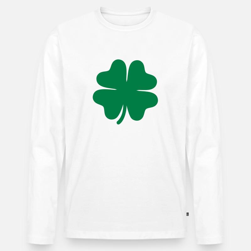 Shamrock - Männer Premium Bio Langarmshirt - Weiß