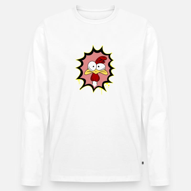 Gockel - Männer Premium Bio Langarmshirt - Weiß