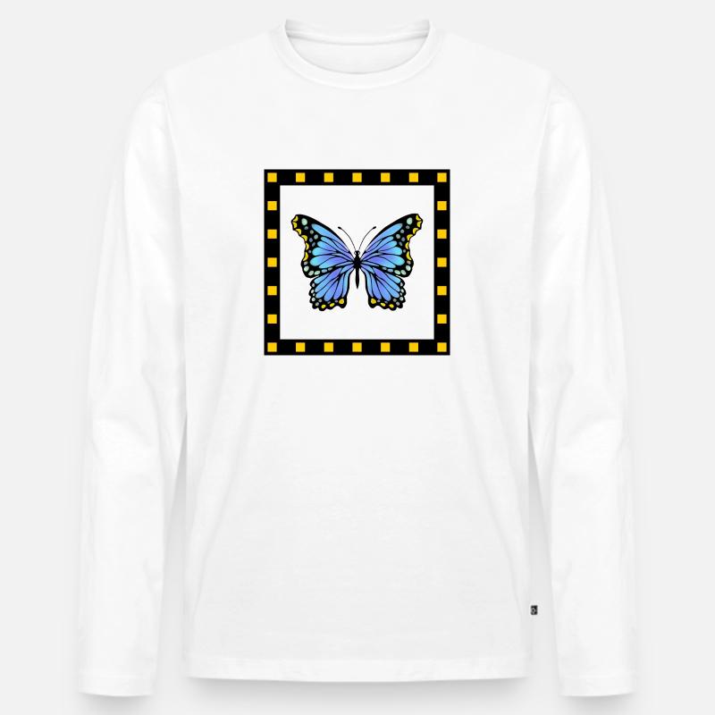 Schmetterling - Männer Premium Bio Langarmshirt - Weiß