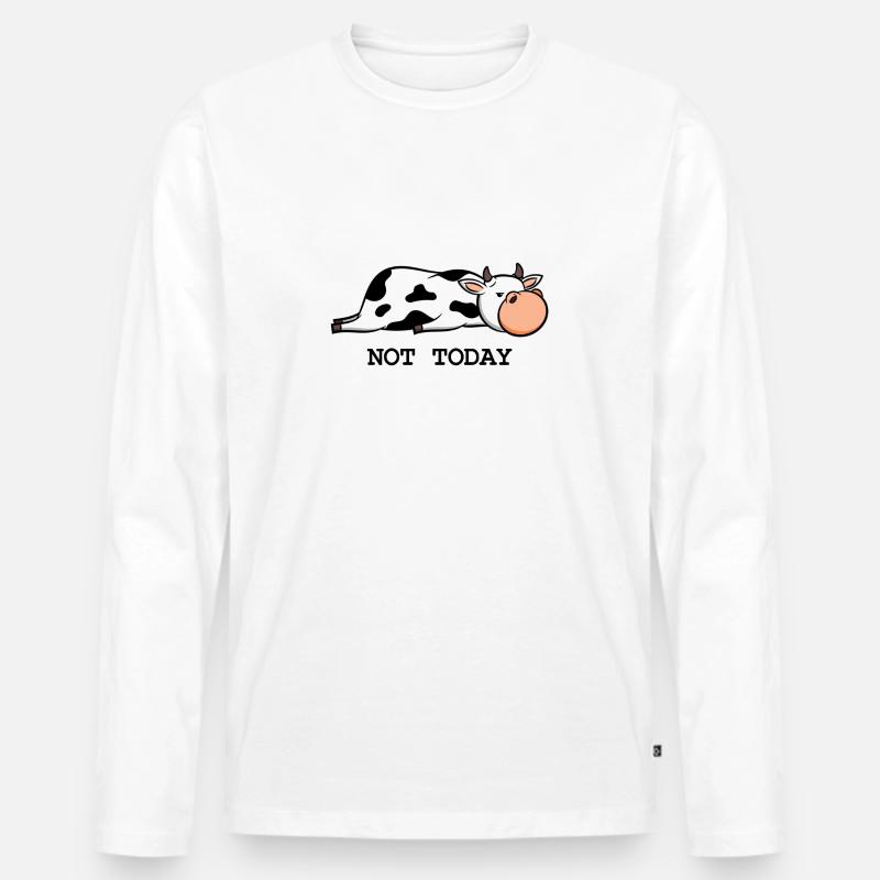 Faule Kuh - Not today - Männer Premium Bio Langarmshirt - Weiß