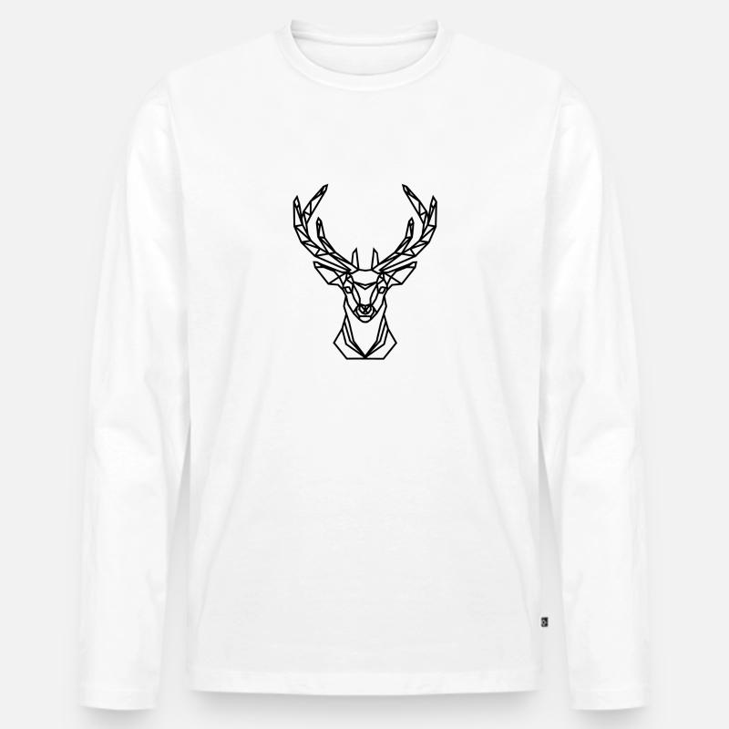 hirschkopf - Männer Premium Bio Langarmshirt - Weiß