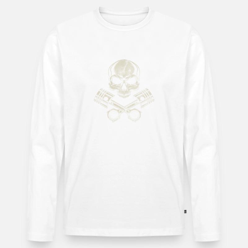Skull mit Kolben - Männer Premium Bio Langarmshirt - Weiß