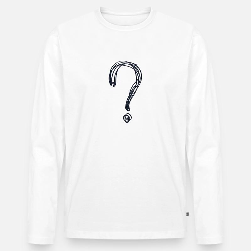 Fragezeichen - Männer Premium Bio Langarmshirt - Weiß