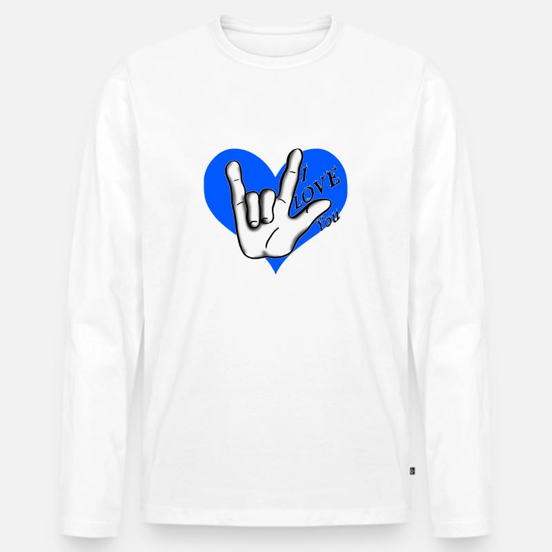 Liebe Liebe Blau - Männer Premium Bio Langarmshirt - Weiß