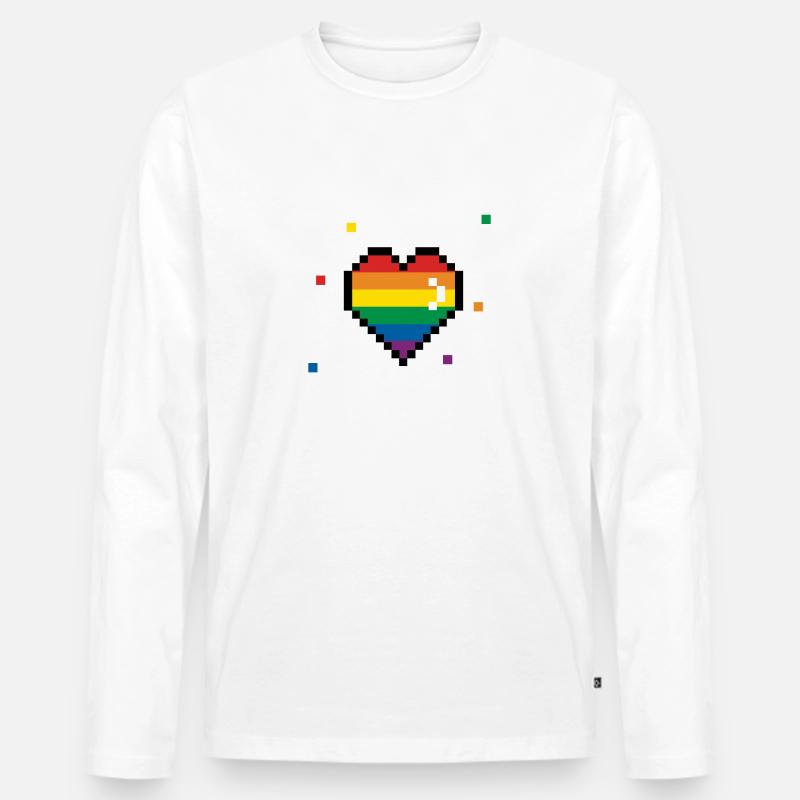 Pride Heart 90s - Männer Premium Bio Langarmshirt - Weiß