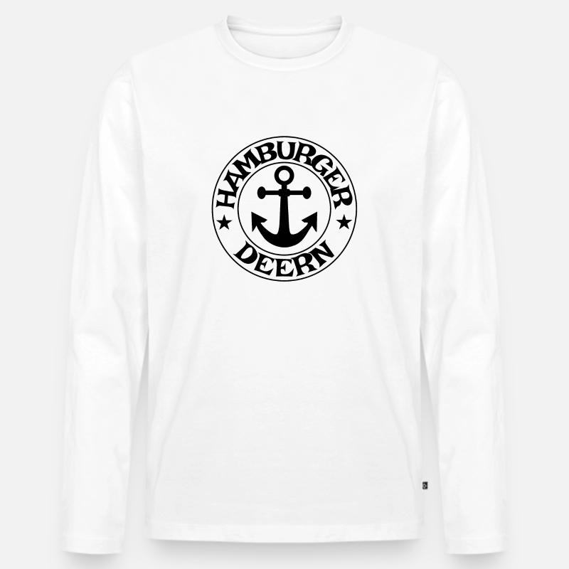 Hamburger Deern - Männer Premium Bio Langarmshirt - Weiß