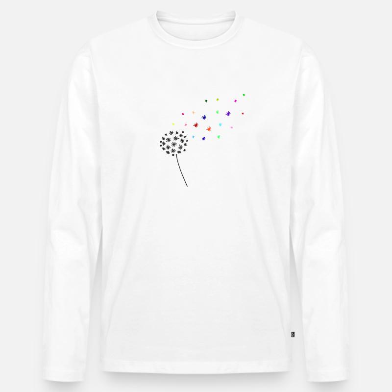 Pusteblume - Männer Premium Bio Langarmshirt - Weiß
