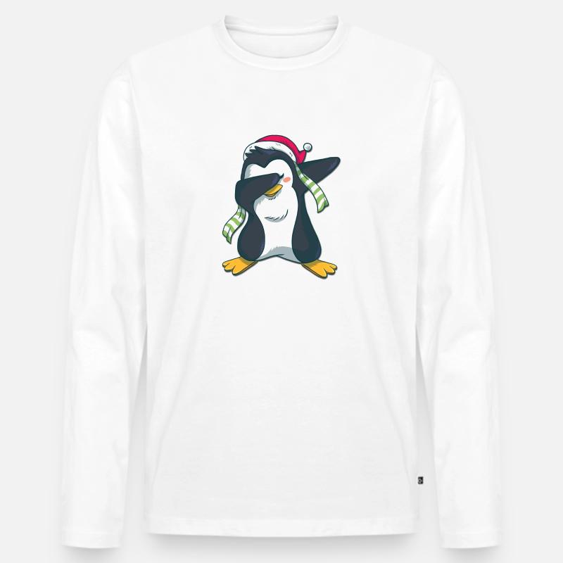 Pinguin dabbing - Männer Premium Bio Langarmshirt - Weiß