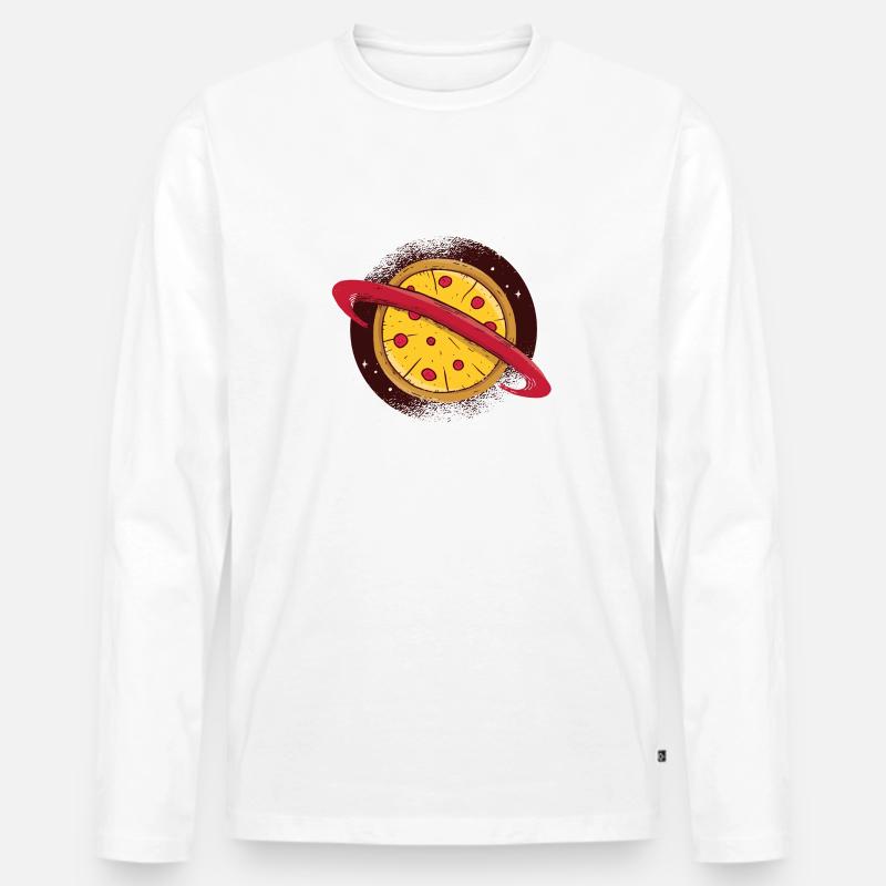 Sky Pizza - Männer Premium Bio Langarmshirt - Weiß