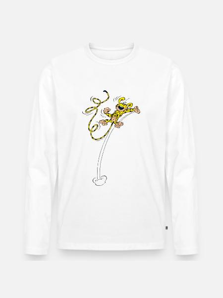 Marsupilami Springt Am Höchsten - Männer Premium Bio Langarmshirt - Weiß