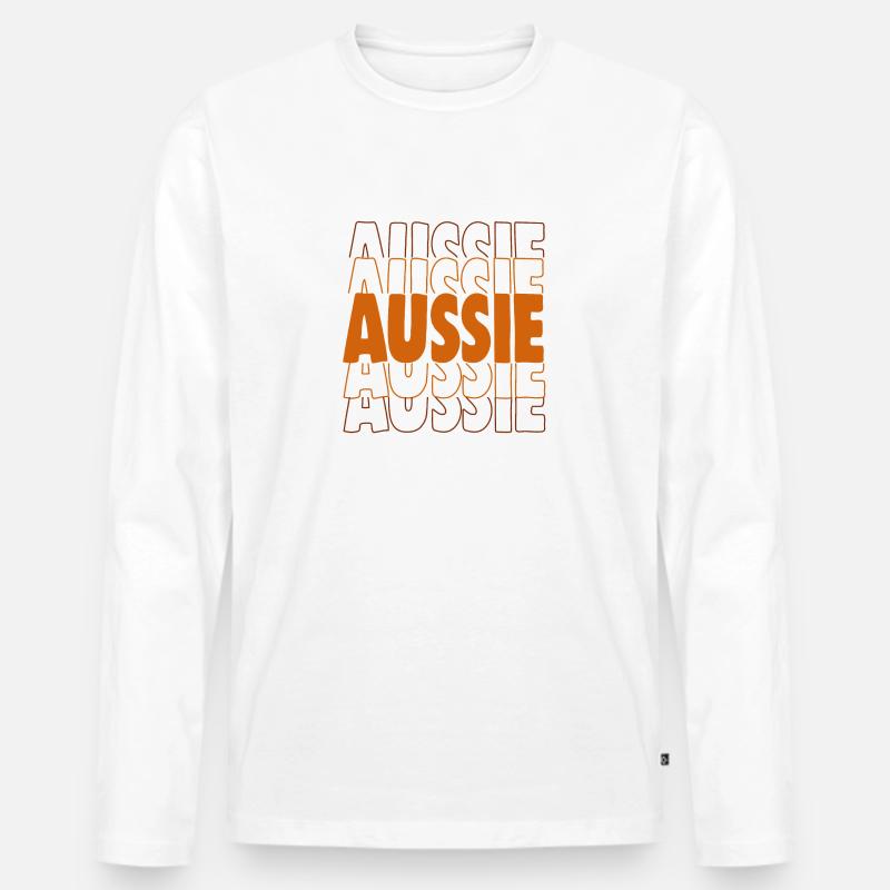 AUSSIE - Männer Premium Bio Langarmshirt - Weiß