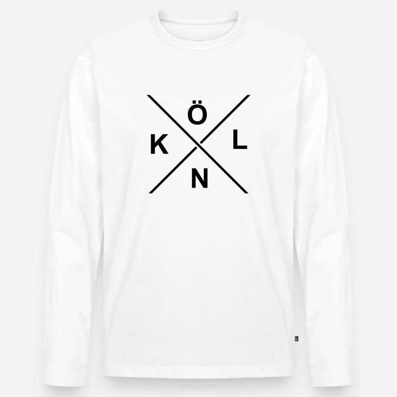 KÖLNHIPSTER - Männer Premium Bio Langarmshirt - Weiß