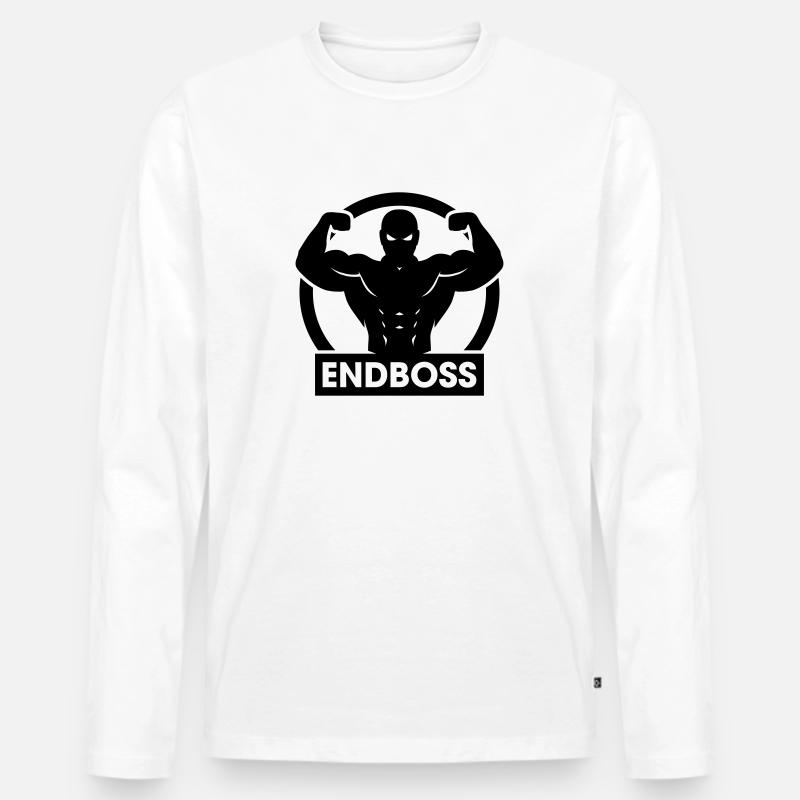 Endboss Bodybuilder - Männer Premium Bio Langarmshirt - Weiß