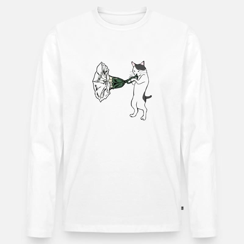 Trompeten Katze - Männer Premium Bio Langarmshirt - Weiß