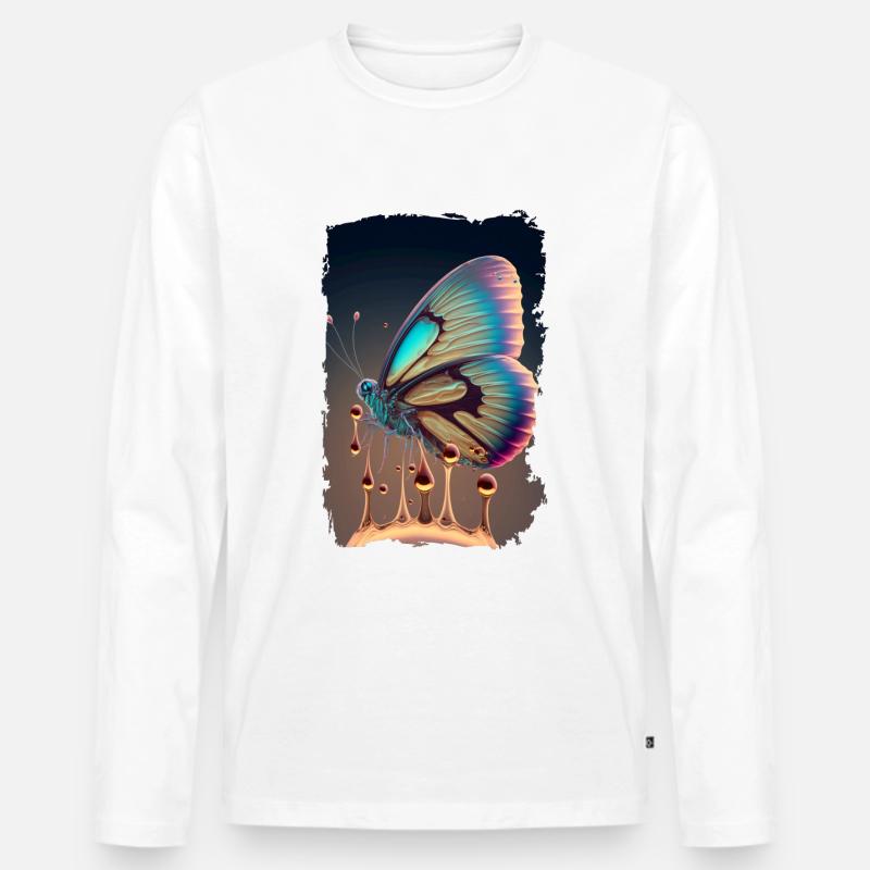 Schmelzender Schmetterling - Männer Premium Bio Langarmshirt - Weiß