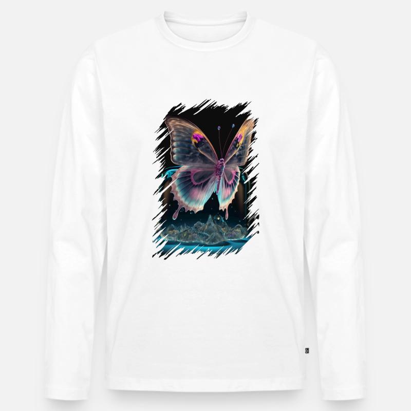 Schmelzender Schmetterling - Männer Premium Bio Langarmshirt - Weiß