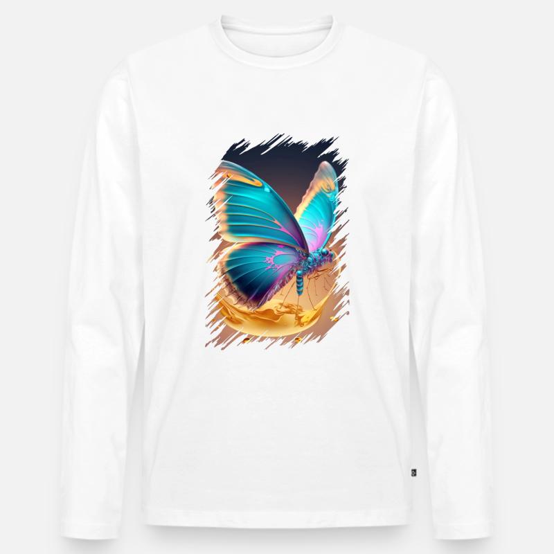 Fondant Schmetterling - Männer Premium Bio Langarmshirt - Weiß