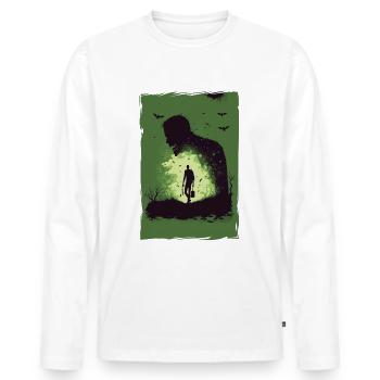 Zombie Illustration Minimalistisches Design - Männer Premium Bio Langarmshirt - Weiß - Vorne - Nico (187cm)