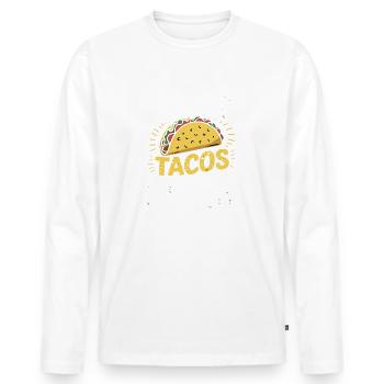 Taco Design - Nourris-moi et dis que je suis jolie - T-shirt manches longues Premium bio Homme - blanc - Devant - Nico (187cm)