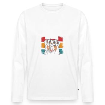 Berger australien Mama, marchand de snacks légendaire - T-shirt manches longues Premium bio Homme - blanc - Devant - Nico (187cm)
