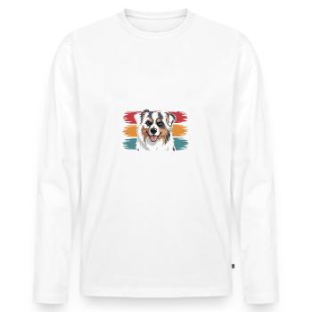 Berger australien Mama, marchand de snacks légendaire - T-shirt manches longues Premium bio Homme - blanc - Devant - Nico (187cm)