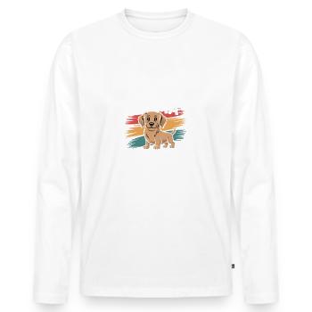 Golden Retriever Maman Mamans, Revendeurs de Snacks - T-shirt manches longues Premium bio Homme - blanc - Devant - Nico (187cm)