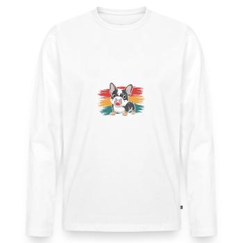 Maman bouledogue français, marchande de snacks légendaire - T-shirt manches longues Premium bio Homme - blanc - Devant - Nico (187cm)