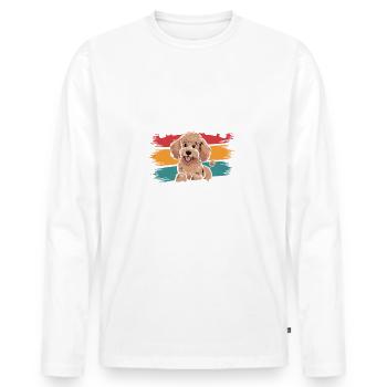 Poodle Mama, marchand de collations légendaire - T-shirt manches longues Premium bio Homme - blanc - Devant - Nico (187cm)