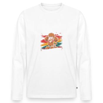 Poodle Mama, Legendärer Snack-Dealer - Männer Premium Bio Langarmshirt - Weiß - Vorne - Nico (187cm)