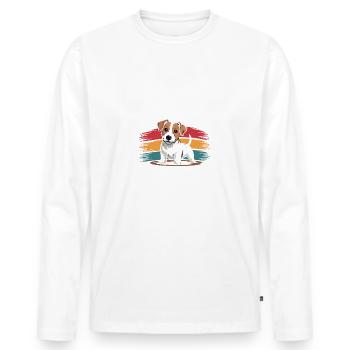 Jack Russel Mama, marchand de snacks légendaire - T-shirt manches longues Premium bio Homme - blanc - Devant - Nico (187cm)