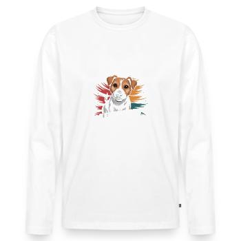 Jack Russel Mama, marchand de snacks légendaire - T-shirt manches longues Premium bio Homme - blanc - Devant - Nico (187cm)