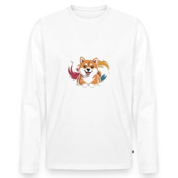 Shiba Inu Mama, marchand de snacks légendaire - T-shirt manches longues Premium bio Homme - blanc - Devant - Nico (187cm)