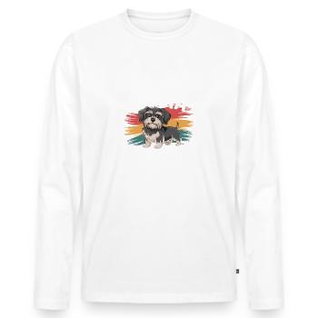 Maman bichon havanaise, vendeuse de snacks légendaire - T-shirt manches longues Premium bio Homme - blanc - Devant - Nico (187cm)