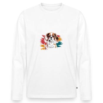 Cavalier King Charles Mama Revendeur de collations légendaire - T-shirt manches longues Premium bio Homme - blanc - Devant - Nico (187cm)