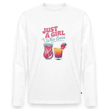 Just a Girl who loves Vacations and Cocktails - Männer Premium Bio Langarmshirt - Weiß - Vorne - Nico (187cm)