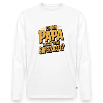 I'm Dad – What's Your Superpower? - Men's Premium Organic Long Sleeve Shirt - white - Front - Nico (187cm)