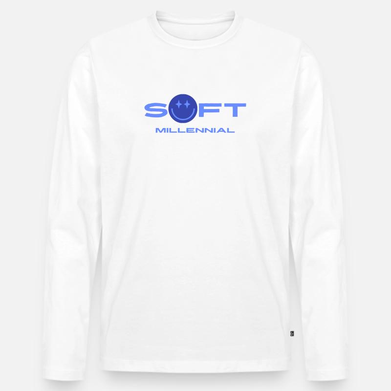 Soft Millennial Logo - Männer Premium Bio Langarmshirt - Weiß