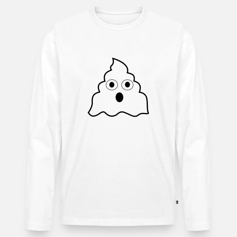 Lustiger Kacke Geist - Männer Premium Bio Langarmshirt - Weiß