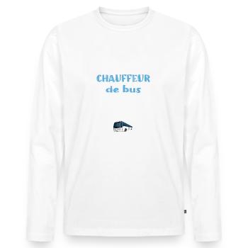 Passé à côté d'un chauffeur de bus t-shirt - T-shirt manches longues Premium bio Homme - blanc - Devant - Nico (187cm)