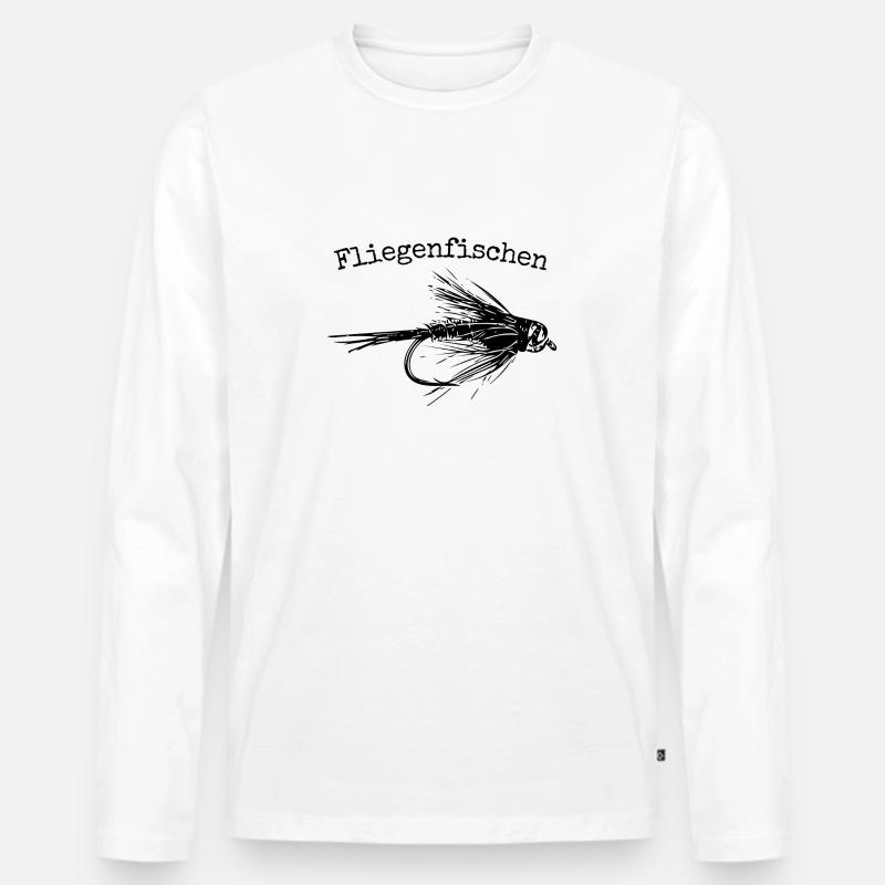 Fliegenfischen - Männer Premium Bio Langarmshirt - Weiß