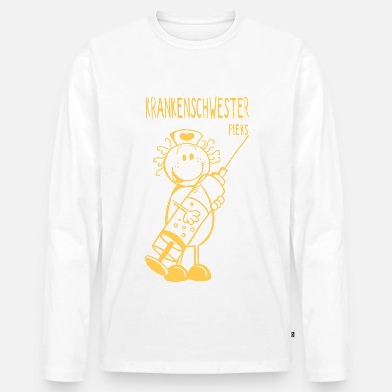 Krankenschwester mit Spritze - Geschenk - Männer Premium Bio Langarmshirt - Weiß
