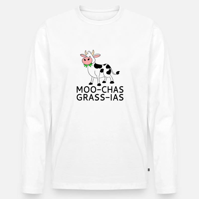 Moo-chas Grass-ias - Männer Premium Bio Langarmshirt - Weiß