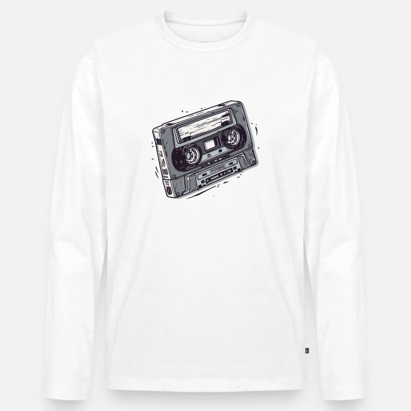 alte Kompakt-Kassette - Männer Premium Bio Langarmshirt - Weiß