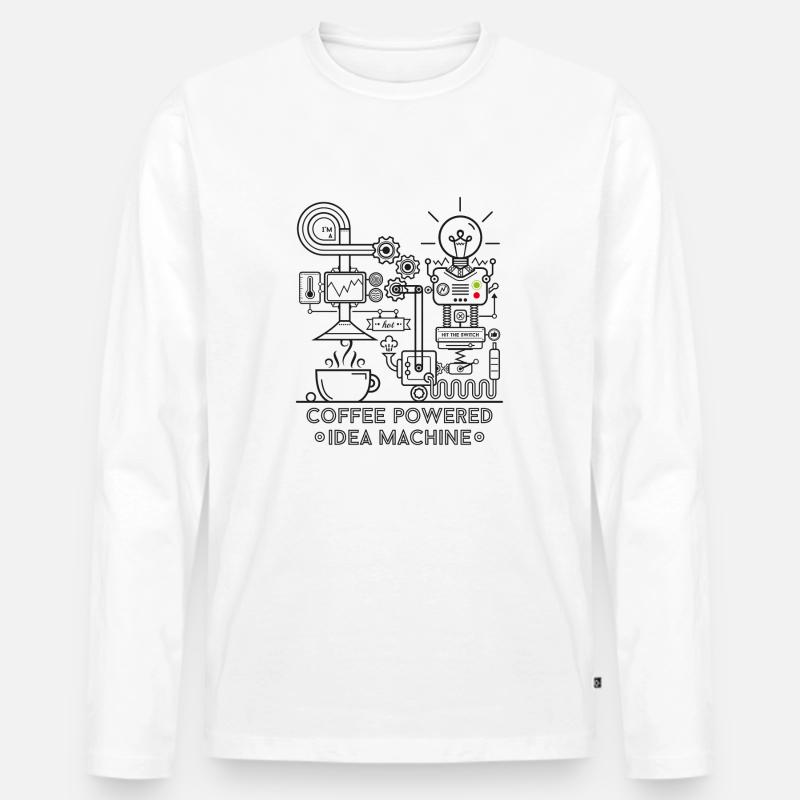 Coffee powered - black - Männer Premium Bio Langarmshirt - Weiß