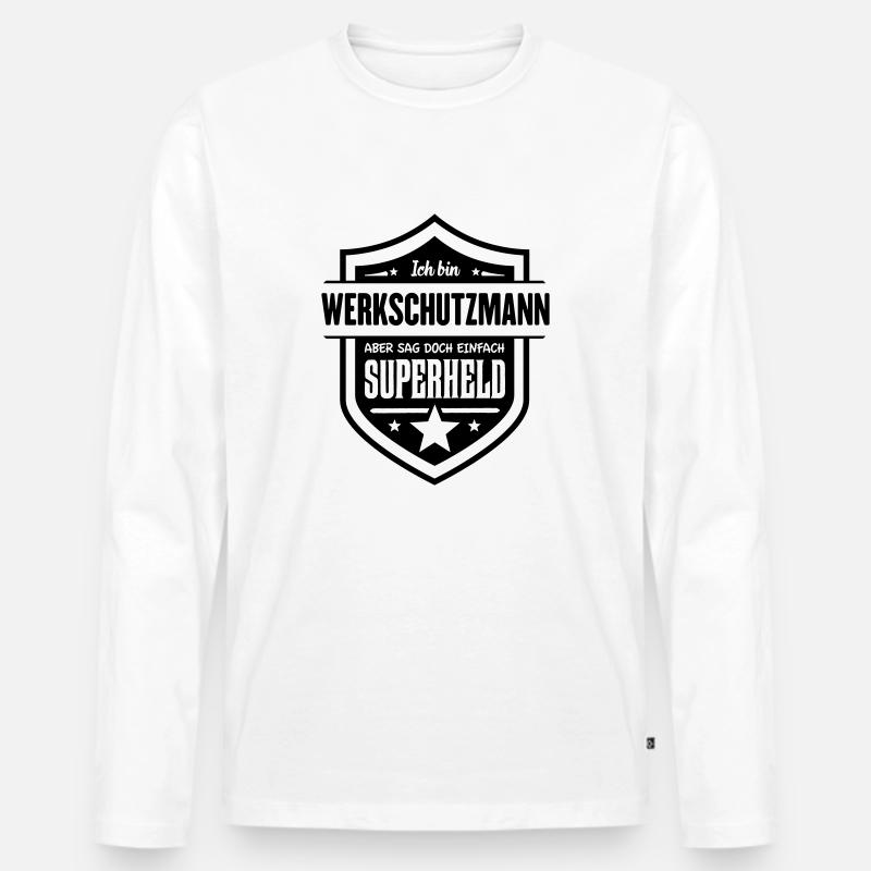 Super Werkschutzmann - Männer Premium Bio Langarmshirt - Weiß