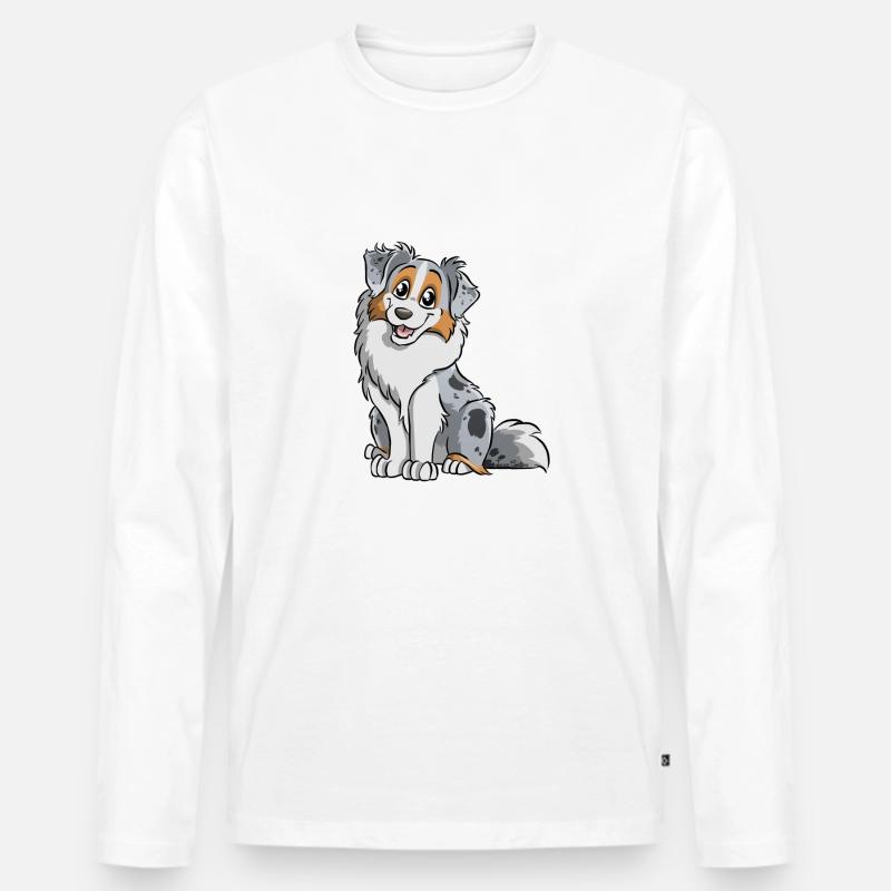 Blue Merle Australian Shepherd - Männer Premium Bio Langarmshirt - Weiß