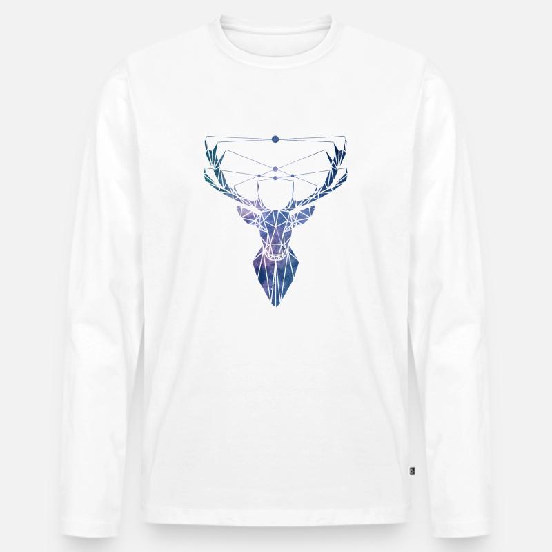 Hirsch Geometrisch - Männer Premium Bio Langarmshirt - Weiß