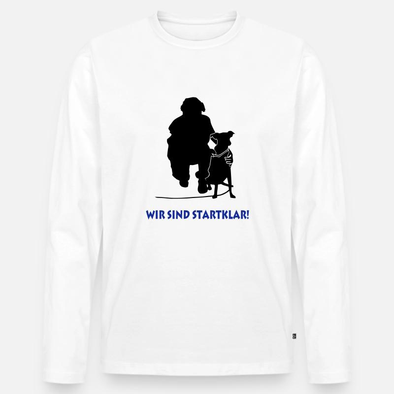 Hund am Ansatz - Männer Premium Bio Langarmshirt - Weiß