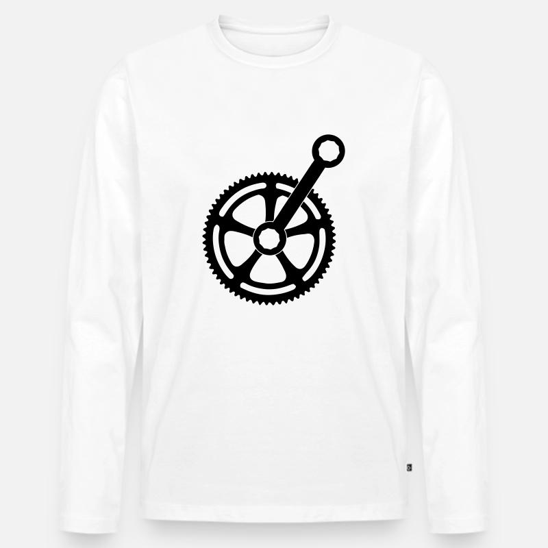 Zahnrad - Männer Premium Bio Langarmshirt - Weiß